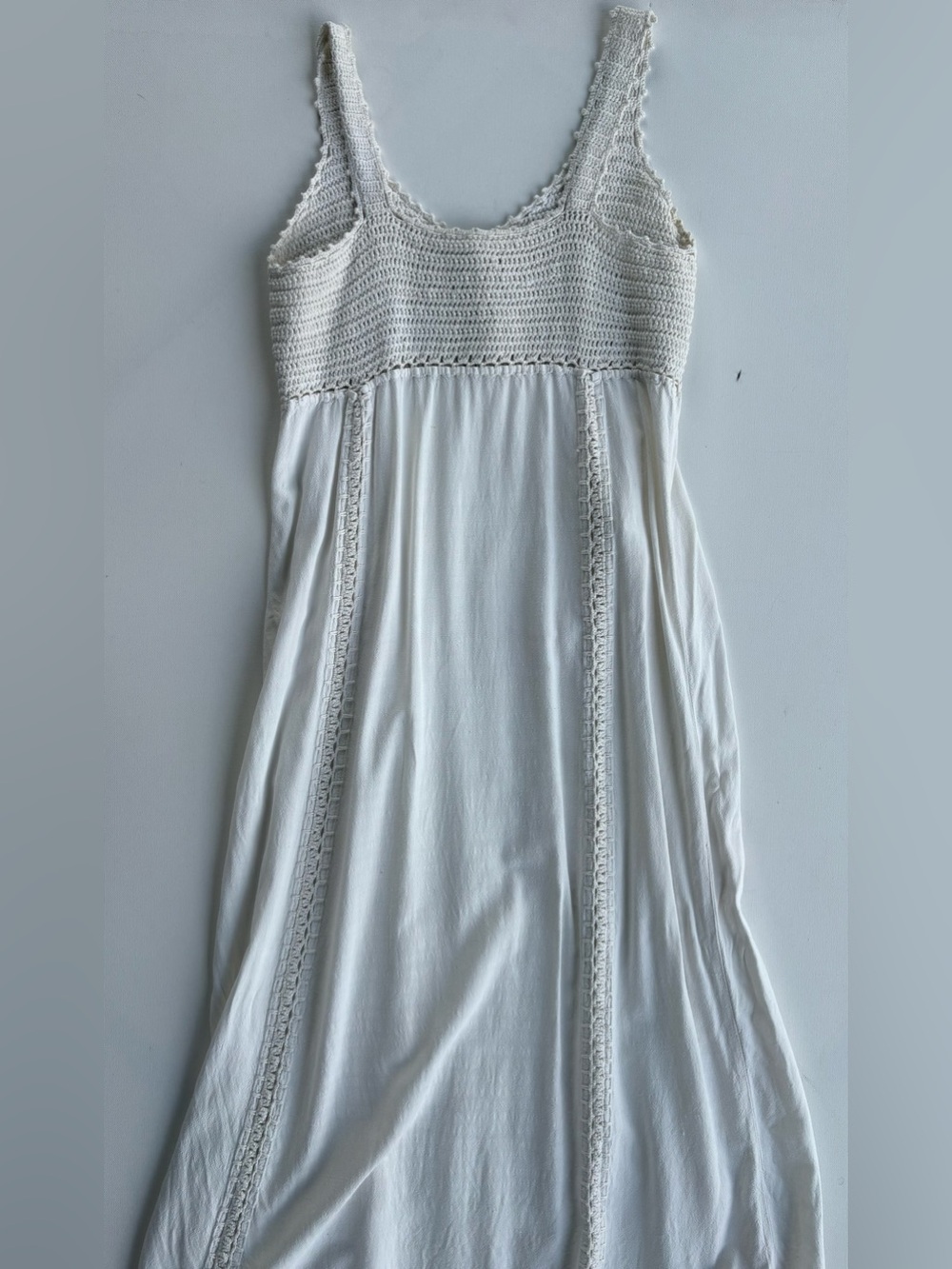 Vintage 1970’s White Linen Crochet Maxi Dress - Picture 7 of 11